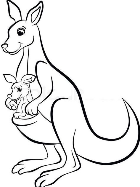 Printable Kangaroo with baby Kangaroo Colorin Kangaroo Colouring Pages, Kangaroo Coloring Page Free Printable, Kangaroo Drawing Easy, Kangaroo Coloring Page, Animal Coloring Pages Free Printable, Kangaroo Drawing, Kangaroo Art, Zoo Animal Coloring Pages, Baby Kangaroo