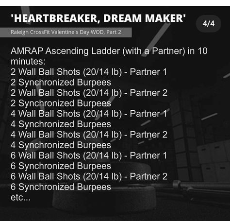 Team Wod, Partner Workouts, Crossfit Workouts Wod, Heart Breaker, Wall Balls, Partner Workout, Crossfit Workouts, Burpees, My Health