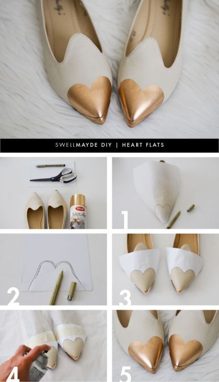 DIY: heart flats Gamle T Shirts, Shoe Makeover, Diy Heart, 15 Diy, Metal Fashion, Lose Yourself, Pretty Designs, Diy Shoes, Diy Style