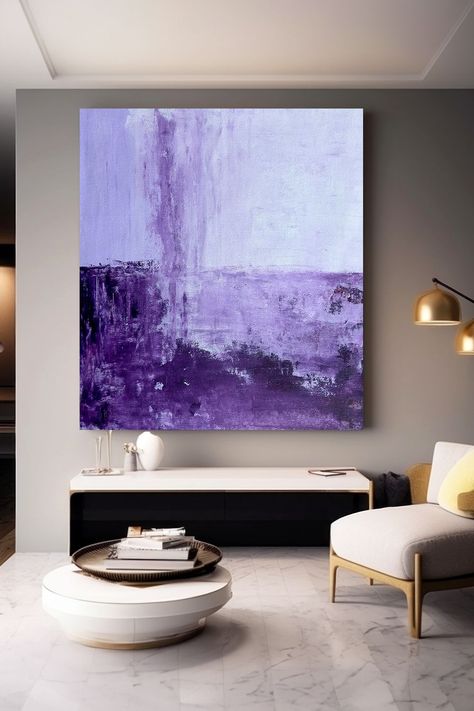 Purple Abstract Wall Art: Original Handmade Painting Purple Abstract Painting, Lavender Wall Art, Purple Abstract Art, Lavender Bathroom, Lavender Nursery, Wildflower Wall, Cherry Blossom Wall Art, Lavender Wall, Purple Set