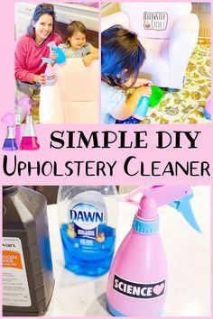 Homemade Upholstery Cleaner, Diy Upholstery Cleaner, Car Upholstery Cleaner, Dawn Dishwashing Liquid, Diy Upholstery, Dusting Spray, Deep Cleaning Hacks, Cleaning Advice, Cleaner Recipes