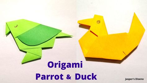 Easy tutorial for kids.. Parrot Origami, Origami Duck, Origami Parrot, Origami Birds, Origami Bird, Origami Animals, Best Out Of Waste, Wool Crafts, Paper Folding