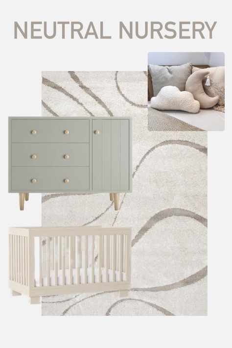 Earthy Nursery, Green Baby Nursery, Neutral Nursery Ideas, Nursery Design Neutral, Nursery Nook, Wood Crib, Green Dresser, Green Nursery, Baby Room Design