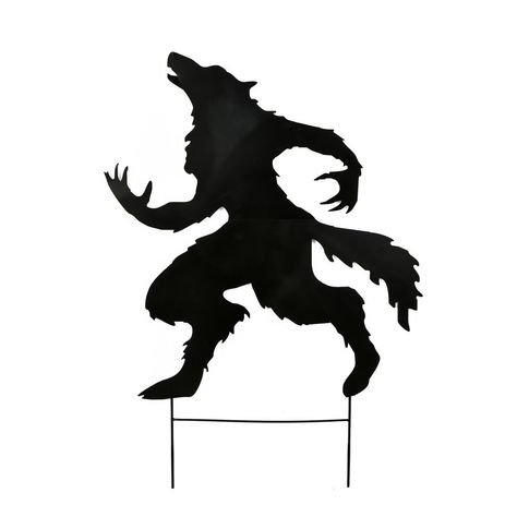 Werewolf Silhouette, Halloween Lawn Decorations, Halloween Werewolf, Company Halloween, Halloween Lawn, Scary Decorations, Decorative Garden Stakes, Halloween Silhouettes, Howl At The Moon