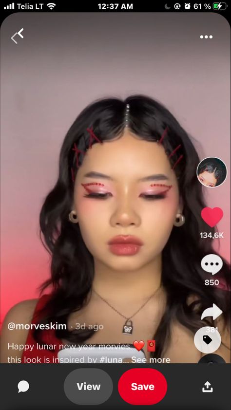 Lunar New Year Makeup Look, Lunar New Year Makeup, Euphoria Inspired Makeup, New Year Makeup, New Year's Makeup, Happy Lunar New Year, Inspired Makeup, Lunar New Year, Lunar New