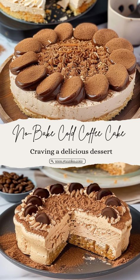 Quick and Easy No-Bake Cold Coffee Cake: Ready in 10 Minutes! Ingredients: 500 ml sweetened whipping cream 200 g condensed milk 40 ml strong coffee (cooled) 4 teaspoons instant coffee Ladyfinger biscuits Brewed coffee (for dipping) Bitter cocoa (for dusting) Coffee beans (for garnish) #Dessert #Cake Condensed Milk Desserts, Dessert Cups Recipes, Cold Cake, Quick Treats, Baking Recipes Cookies, Cold Desserts, Brewed Coffee, Dessert Cake, Coffee Dessert