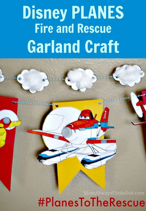 This DIY Disney Planes Party Garland Craft can be everyday decor for Planes fans and as a cute Planes birthday party decoration. #PlanesToTheRescue Disney Planes Birthday, Disney Planes Party, Planes Birthday Party, Garland Craft, Oscar Viewing Party, Planes Birthday, Planes Party, Disney Planes, Disney Theme Party