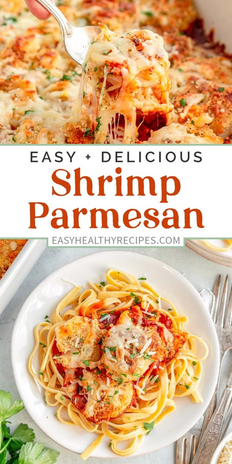 Shrimp Parmesan Recipe, Simple Garden Salad, Simple Side Salad, Shrimp Parmesan, Breaded Shrimp, Simple Garden, Seafood Recipes Healthy, Parmesan Recipes, Shrimp Recipes For Dinner