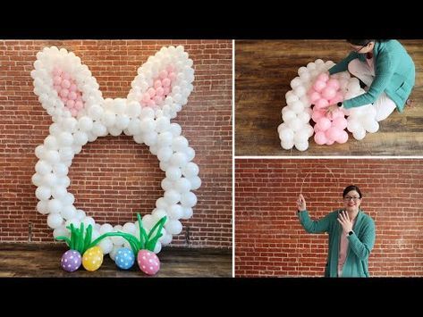 Bunny Balloon Arch - YouTube Easter Bunny Balloon Arch, Circle Balloon Arch Ideas, Bunny Balloon Arch, Easter Balloon Decor, Balloon Rabbit, Easter Balloons, Diy Bunny Ears, Bunny Balloon, Easter Theme Party