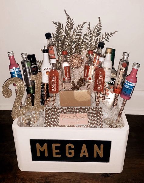 DIY 21st birthday gift Friends 21st Birthday Gifts, Bestie 21st Birthday Gifts, 21st Gift Basket Ideas, 21 Bday Gifts, 21st Birthday Gift Baskets For Her, Cute 21st Birthday Gifts, 21st Birthday Ideas Gifts, 21 Birthday Gifts, 21st Birthday Gift Baskets