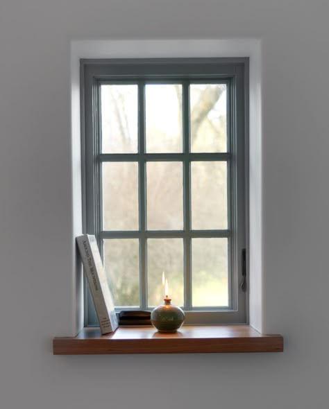 Simplicity - Fine Homebuilding Butcher Block Window Sill, Wood Window Sill Ideas, Thick Window Sill, Walnut Window Sill, Sheetrock Wrapped Windows, Large Window Sill Ideas, Interior Wood Window Trim, Window Sills And Trim, Windows Without Sills