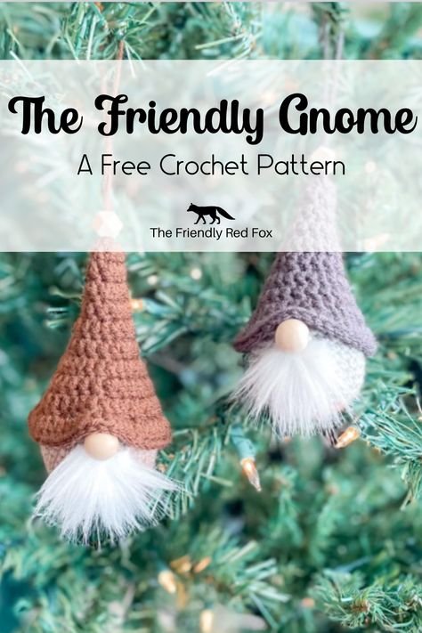 This free crochet gnome ornament pattern is a must make this holiday season! Check it out now! Crochet Gnome Ornament Pattern, Crocheted Gnome Ornament, Free Crocheted Gnome Patterns, Crochet Christmas Gnome Ornaments, Mini Gnome Crochet Pattern Free, Crochet Gnome Ornament Free Pattern, Crochet Gnome Hat Pattern Free, Crochet Gonk Pattern Free, Free Crochet Gnome Pattern Amigurumi