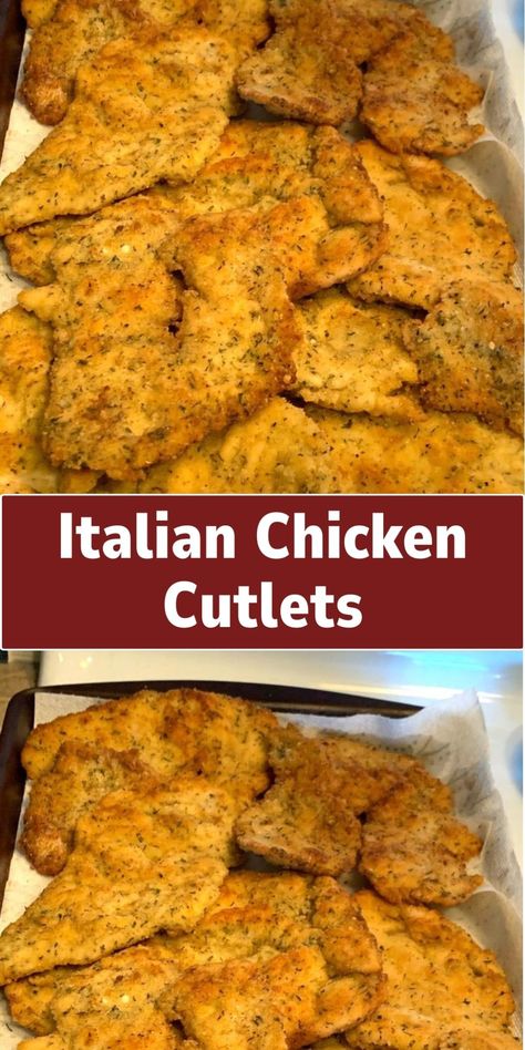 Italian Chicken Cutlets Italian Chicken Cutlets, Fried Breaded Chicken, Fried Chicken Cutlets, Chicken Cutlet Recipes, Breaded Chicken Cutlets, Chicken Breast Cutlet, Cutlets Recipes, Breaded Chicken Breast, Pan Fried Chicken