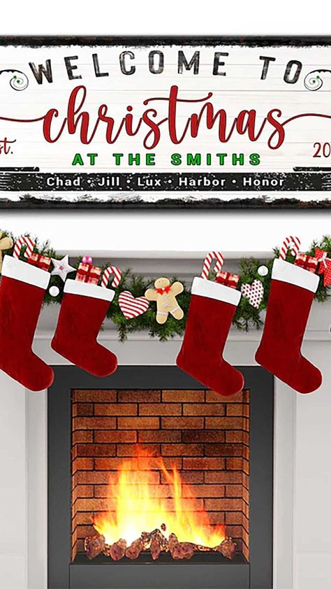 Add a touch of rustic charm to your home this holiday season with our custom Large Merry Christmas Sign! Perfect for any room, it's a cozy way to welcome the festive feeling. Playroom Fireplace, Indoor Playroom, Fireplace Living Room, Merry Christmas Sign, Welcome To Our Home, Christmas Canvas, Large Wall Decor, Christmas Sign, Christmas Signs