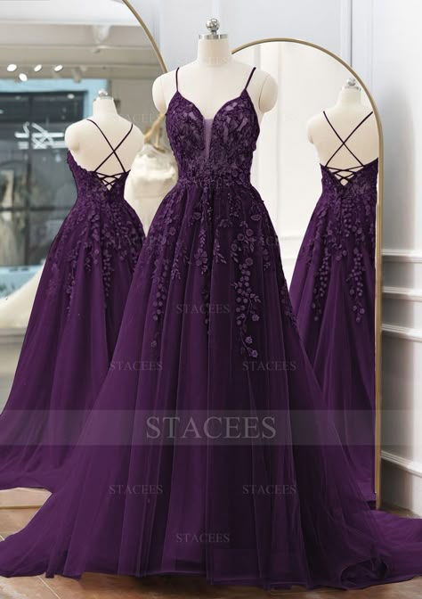 Dark Purple Grad Dresses, Purple Grad Dresses, Dark Prom Dresses, Dark Purple Prom Dress, Recital Dress, School Dance Dresses, Prom Inspiration, Prom Dress Inspo, Deb Dresses