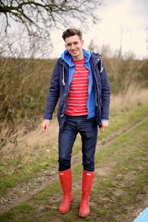 Wellies Outfit, Rubber Boots For Men, Mens Wellies, Ocean Vintage, Country Walk, Things I Learned, Le Male, Wellington Boots, Red Style