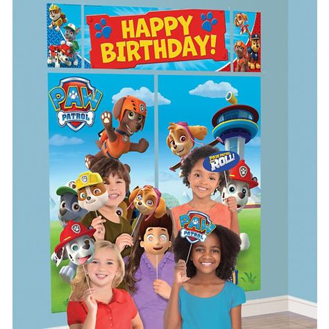 PAW Patrol Scene Setter with Photo Booth Props Birthday Cover Photo, Paw Patrol Treats, Paw Patrol Party Supplies, Photo Booth Props Birthday, Scene Setters, Adventure Party, Paw Patrol Characters, Paw Patrol Birthday Party, Patrol Party