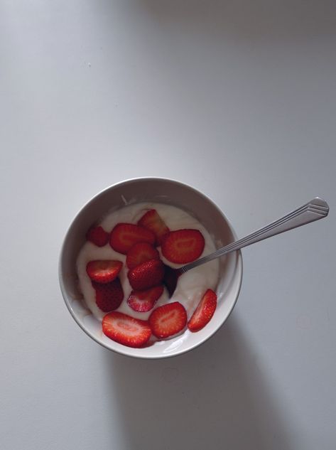 yoghurt with honey and strawberries Strawberry Yoghurt, Honey Nut, Strawberries, Raspberry, Honey, Cherry, Fruit, Quick Saves, Instagram