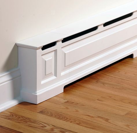 Baseboard heating cover from http://www.go-overboard.com/ - if I lived in an older home again Heater Covers, Baseboard Heater Covers, Baseboard Styles, Baseboard Heating, Baseboard Heater, House Heating, Heater Cover, Radiator Cover, Up House