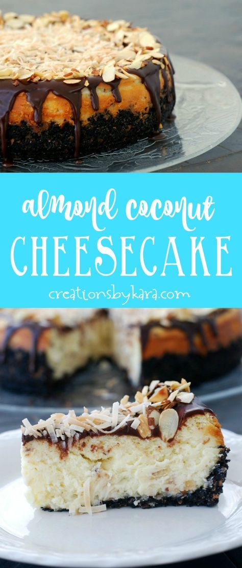 Almond Joy Cheesecake Recipe, Almond Joy Candy Bars, Almond Cheesecake, Almond Joy Candy, Coconut Crust, Indulgent Recipes, Coconut Cheesecake, Diy Easy Recipes, Almond Joy