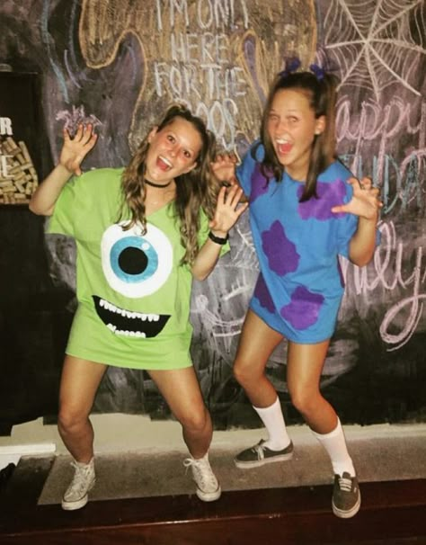 Diy Cartoon Costumes, Sully Halloween Costume, Sully And Boo Costume, Beer Halloween Costumes, Sully And Mike, Sully Costume, Boo Costume, Twin Costumes, Be A Good Person