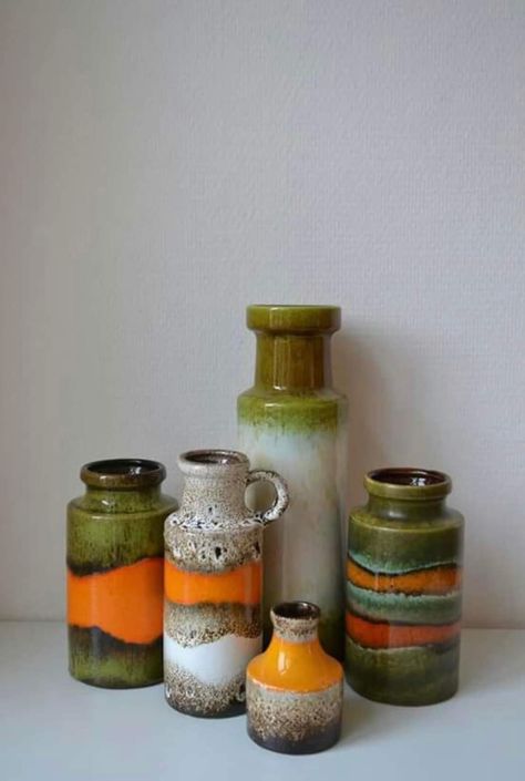 Retro Vases, German Vases, West German Pottery Mid Century, Retro Pottery, Ceramic Forms, Vintage Pottery Vases, Ceramics Pottery Vase, Vase Pottery, Pottery Vases