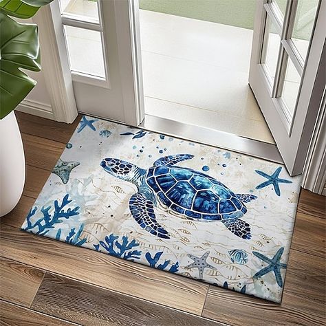 Ocean Kitchen Decor, Beach Door Mat, Sea Turtle Home Decor, Beachy Rug, Shark Rug, Hawaiian Kitchen, Sea Turtle Bathroom, Hotel Bedding Sets, Duvet Covers Cheap