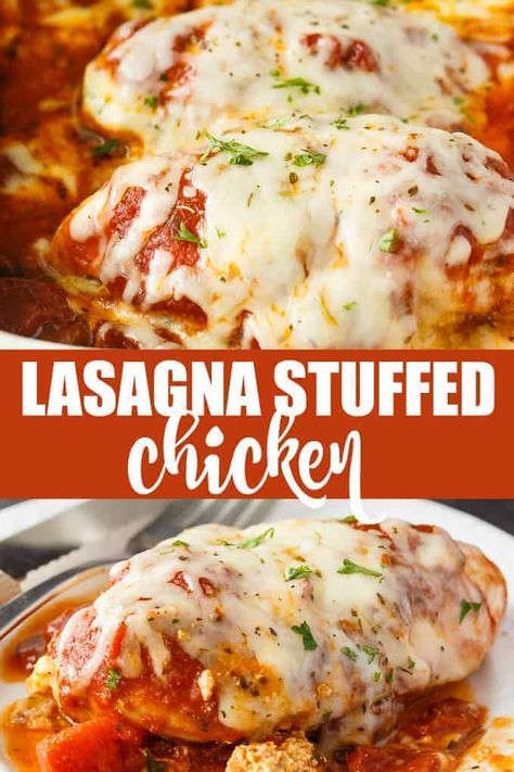 Lasagna Stuffed Chicken, Lasagna Chicken, Personalized Cookbook, Keto Comfort Food, Chicken Lasagna Recipe, Ricotta Filling, Simply Stacie, Chicken Keto, Cheese Lasagna