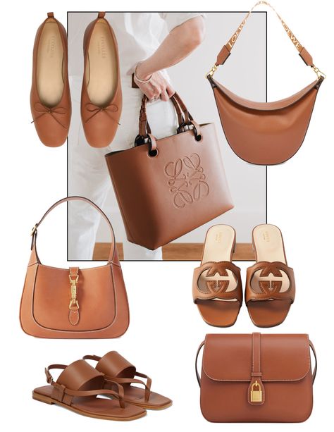 Brown Sandals Outfit, Capsule Shoes, Chanel Ballerina Flats, Colorful Summer Outfits, Jojo Fashion, Summer Backpacking, Summer Brown, Xmas Wishlist, Brown Accessories