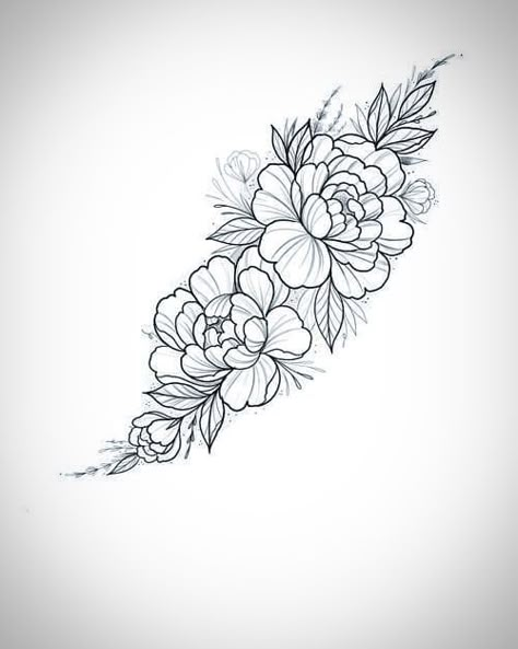 Flower Tattoo Drawings, Peonies Tattoo, Floral Tattoo Design, Tattoo Project, Flower Tattoo Designs, Simplistic Tattoos, Piercing Tattoo, Tattoo Stencils, Tattoo Ideas Design