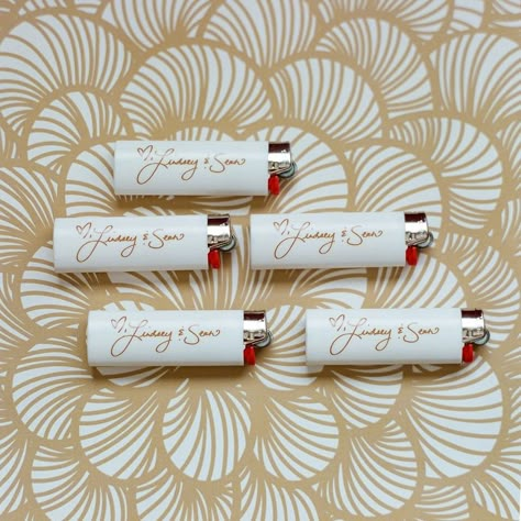 Wedding Favors Practical, Lighter Ideas, Personalized Lighters, Sky Wedding, Olive Photography, Unicorn Wedding, Custom Lighters, Guest Favors, Gold Color Palettes