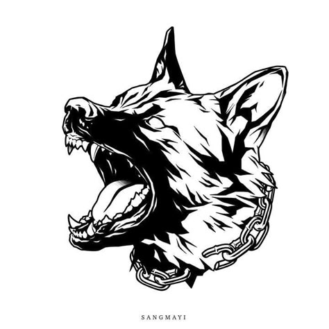 Aggressive Dog Tattoo, Growling Dog Tattoo, German Shepherd Tattoo, German Tattoo, Dog Growling, German Shepherd Art, Traditional Tattoo Designs, Tattoo Filler, Angry Dog