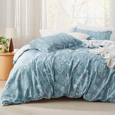 Bedsure Bedding, Bedding Comforter Sets, Full Comforter Sets, Flower Comforter, Floral Comforter Sets, Queen Bedding, Floral Bedding Sets, Blue Comforter, Bedding Comforter