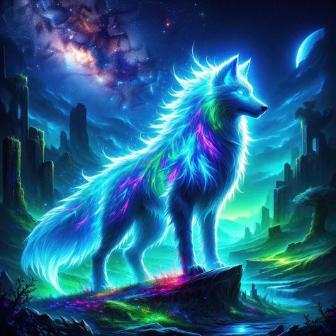 Elemental Wolf, Water Wolf, Magic Monster, Fire Elemental, Shadow Wolf, Creature Fantasy, Colored Pictures, Wolf Artwork, Fantasy Wolf