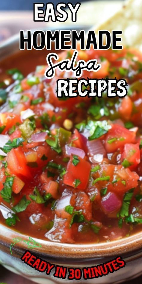 Easy Homemade Salsa—a zesty and refreshing dip that's perfect for any occasion. Whether you're hosting a party, enjoying a family movie night, or simply craving a snack, this salsa is sure to be a hit. Made with fresh ingredients and customizable to your taste preferences, Fresh Homemade Salsa, Home Made Salsa With Fresh Tomatoes, Easy Salsa Recipe With Fresh Tomatoes, Home Made Salsa Recipe, Small Batch Salsa, Homemade Salsa With Fresh Tomatoes, Salsa Recipe With Fresh Tomatoes, Hot Salsa Recipes, Fresh Salsa Recipe Homemade