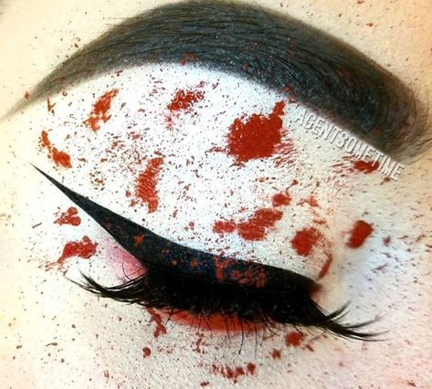 Friday 13th Makeup Ideas, Jason Costume Women Makeup, Friday The 13th Eye Makeup, Friday The 13th Makeup Looks, Friday The 13th Makeup, Blood Splatter Makeup Rhinestones, Black Friday Makeup, Happy Friday The 13th, Halloween Makeup Pretty