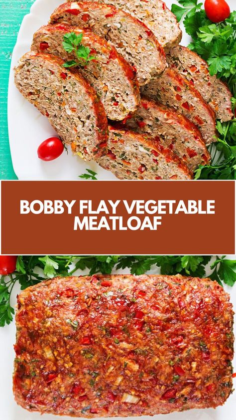 This delicious vegetable turkey meatloaf, inspired by Bobby Flay, is a quick and nutritious dinner perfect for busy weeknights. Packed with colorful veggies, lean turkey, and a tangy balsamic glaze, it’s hearty yet healthy. Plus, it’s flexible—you can use your favorite vegetables or breadcrumbs you have on hand for a simple, satisfying meal! Turkey Vegetable Meatloaf, Turkey Meatloaf With Veggies, Veggie Packed Meatloaf, Bobby Flay Turkey Meatloaf, Bobby Flay Meatloaf Recipe, Bobby Flay Meatloaf, Bobby Flay Turkey, Meatloaf With Veggies, Balsamic Meatloaf