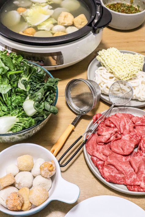 Easy Chinese Hot Pot At Home - Cook With Dana Diy Hot Pot At Home, Korean Hot Pot At Home, Chinese Hot Pot Recipe, Diy Hotpot, Hot Pot Soup Base Recipe, Hot Pot At Home, Soup Base Recipe, Chinese Hot Pot, Cabbage Varieties