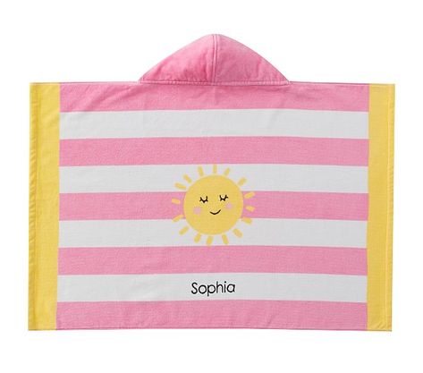 Sunshine Stripe Baby Beach Hooded Towel | Pottery Barn Kids Kids Wraps, Backpack For Teens, Beach Wrap, Dinosaur Kids, Rainbow Kids, Beach Baby, Beach Kids, Hooded Towel, Baby Furniture