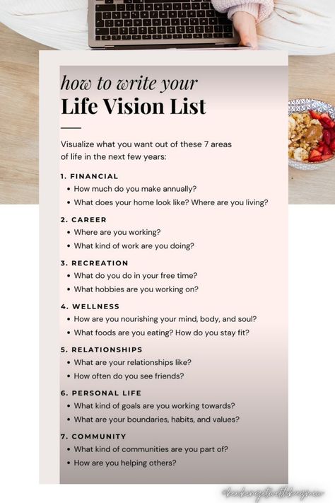 Looking to deepen your big goals in life? Utilize these questions in these 7 areas of life. What is your big goal for 2023? Life Vision List, Goal For 2023, Vision List, Life Guidance, Goals In Life, 5 Year Plan, Areas Of Life, Year Goals, New Year Resolutions