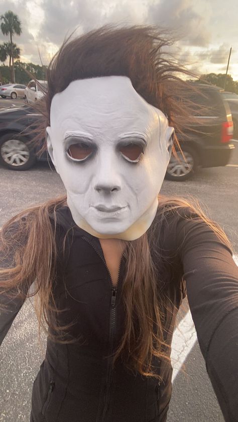 Michael myers, halloween, Halloween costume, lululemon define jacket Michael Myers Makeup Halloween, Female Micheal Myers Costumes, Michael Myers Girl Costume, Women Michael Myers Costume, Michael Myers Face Makeup, Michael Myers Makeup, Lululemon Define, Define Jacket, Lululemon Define Jacket