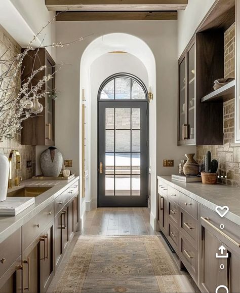 Walk Through Kitchen, Mediterranean Interior Design, Transitional Exterior, Mediterranean Interior, French Country Kitchen, Mediterranean Home, Home Additions, April 16, Dream House Interior