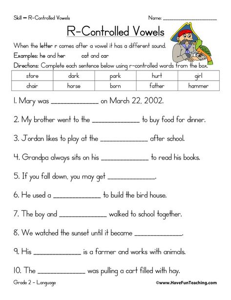 R Controlled Words, Og Phonics, R Controlled Vowels Activities, R Worksheet, Phonics Rhymes, Vowels Activities, Vowel Teams Worksheets, Grade R Worksheets, Vowel Pairs