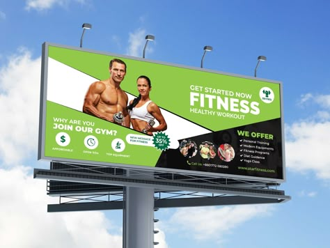 Gym Billboard by prohallad4373-72199 - Designhill Signboard Design, Bill Board, Yoga Logo Design, Yoga Ideas, Sign Board Design, Advertisement Template, Book And Magazine Design, Facebook Cover Design, Billboard Design