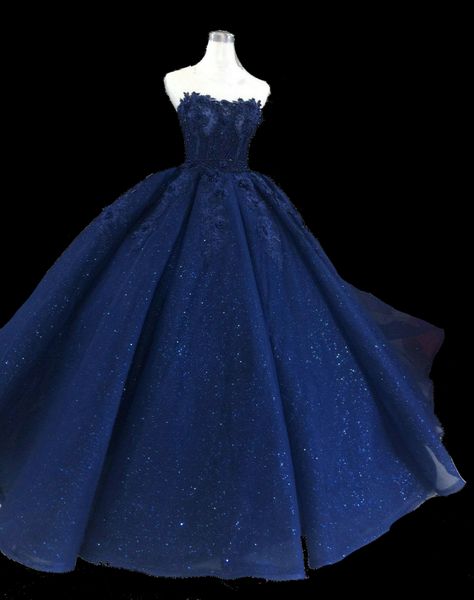 Dark Blue Ball Gown Fairytale, Royal Blue Puffy Prom Dress, Royal Blue Gown For Debut, Navy Blue Poofy Dress, Royal Blue Debut Gown, Debut Gowns 18th Elegant Blue, Royal Blue Masquerade Dress, Blue Ball Gowns Royal, Navy Ballgown