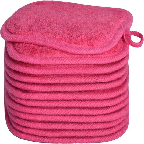 BloomSesame Makeup Remover Cloths for Face, Eye, Lips - Reusable Makeup Remover Pads Soft Microfiber Facial Cleansing Cloths 5 x 5 inch 12 Pack (Dark Pink) Microfiber Face Cloth, Makeup Remover Towel, Reusable Makeup Remover Pads, Remove Makeup From Clothes, Girls Gift Guide, Makeup Eraser, Facial Cleaning, Makeup Remover Pads, Face Facial