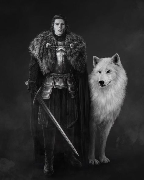 Denis Maznev, Jon Snow Book, Jon Snow Art, Dessin Game Of Thrones, Game Of Thrones Books, Asoiaf Art, Dire Wolf, Gra O Tron, House Stark