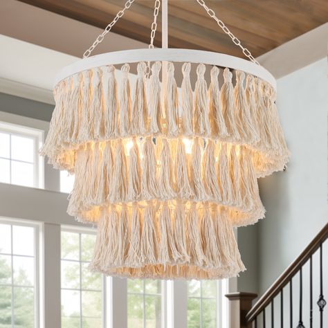 Chandelier Boho, Fringe Chandelier, Lights For Dining Room, Tassel Chandelier, Chandelier Store, Boho Chandelier, Coastal Lighting, Rectangle Chandelier, Wagon Wheel Chandelier