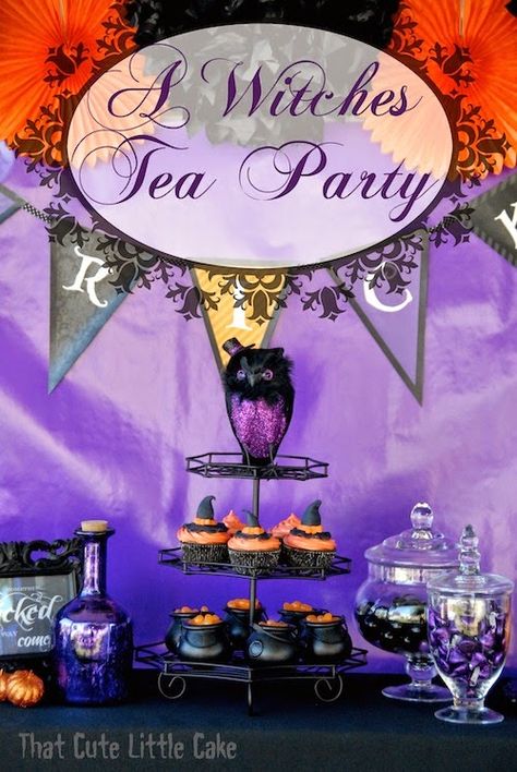 Witches High Tea Party, Witchy Tea Party Ideas, Witches Tea Party Food, Witches Tea Party Ideas, Halloween Tea Party Ideas, Spooky Tea Party, Coven Party, Witches Tea Party, Witchy Party