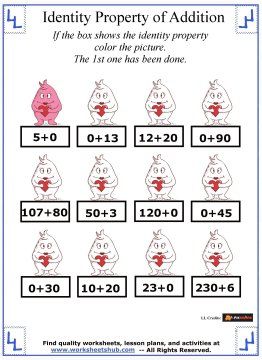 Identity Property Worksheet 3 Addition Properties, Identity Property Of Addition, Math Properties, Addition Activities, Addition Worksheets, Math Geometry, Simple Math, Reading Worksheets, Math Problems